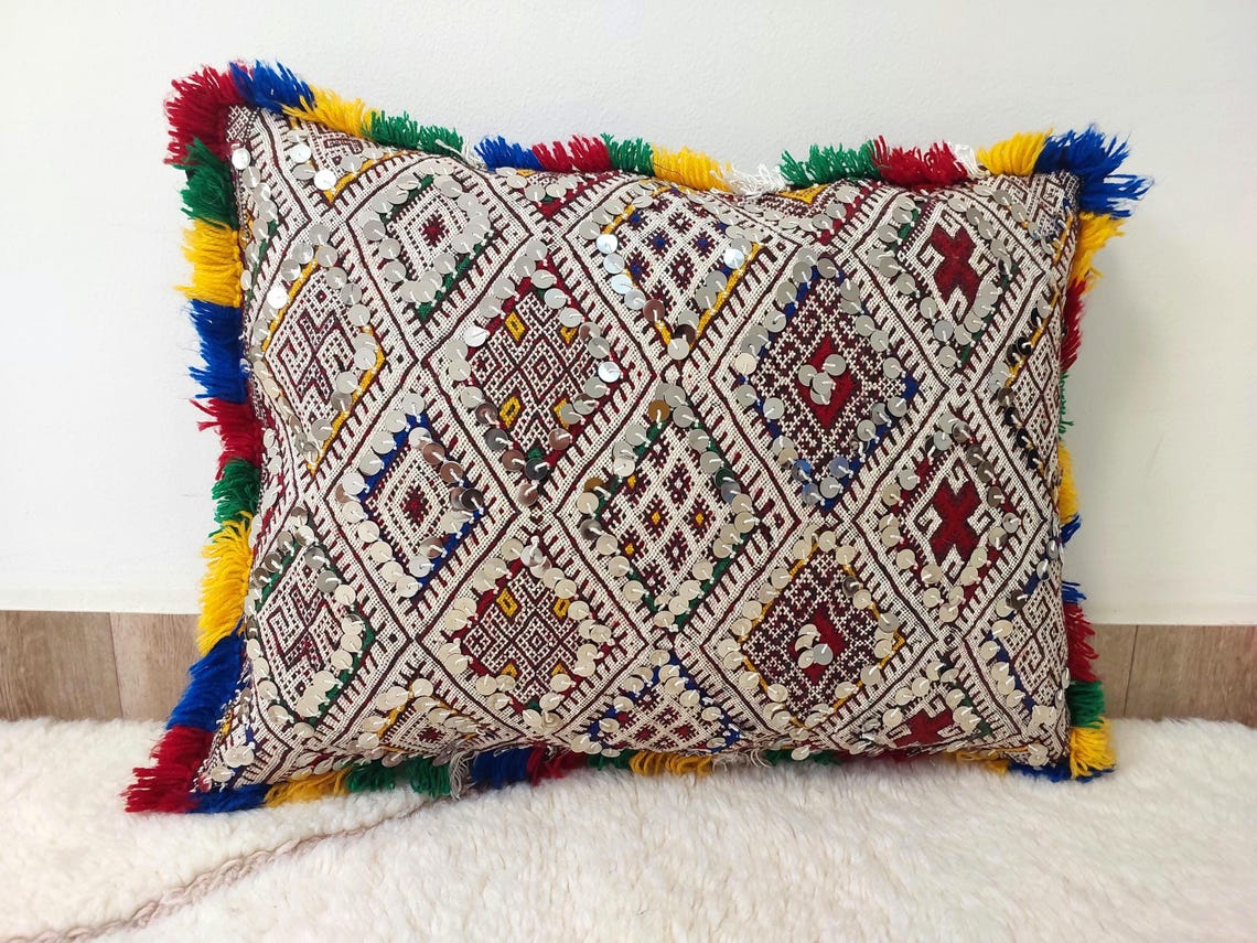 Moroccan Kilim Pillow Cover, Berber Kilim Pillow, Moroccan Pillow, Handmade Wool Pillow, Decorative Pillow Case. MoroccanBazzArts