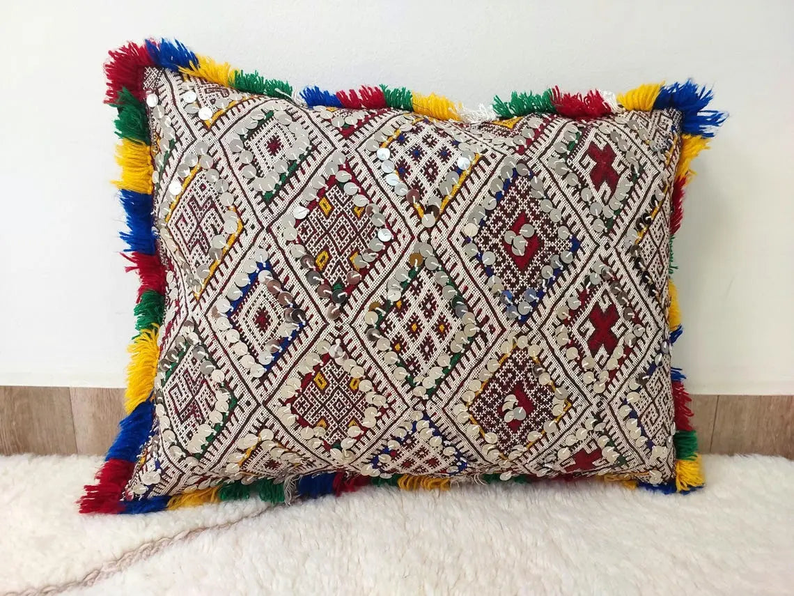 Moroccan Kilim Pillow Cover, Berber Kilim Pillow, Moroccan Pillow, Handmade Wool Pillow, Decorative Pillow Case. MoroccanBazzArts