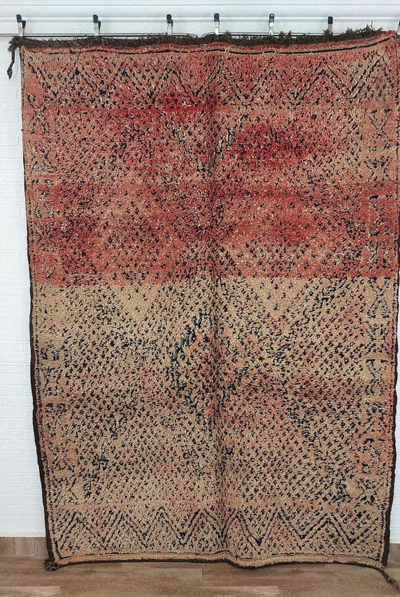 Vintage Reversible Moroccan Zayan Rug: Authentic Handmade Indigo Blue Area Carpet For Living Room (5.10x8.2 Ft) MoroccanBazzArts