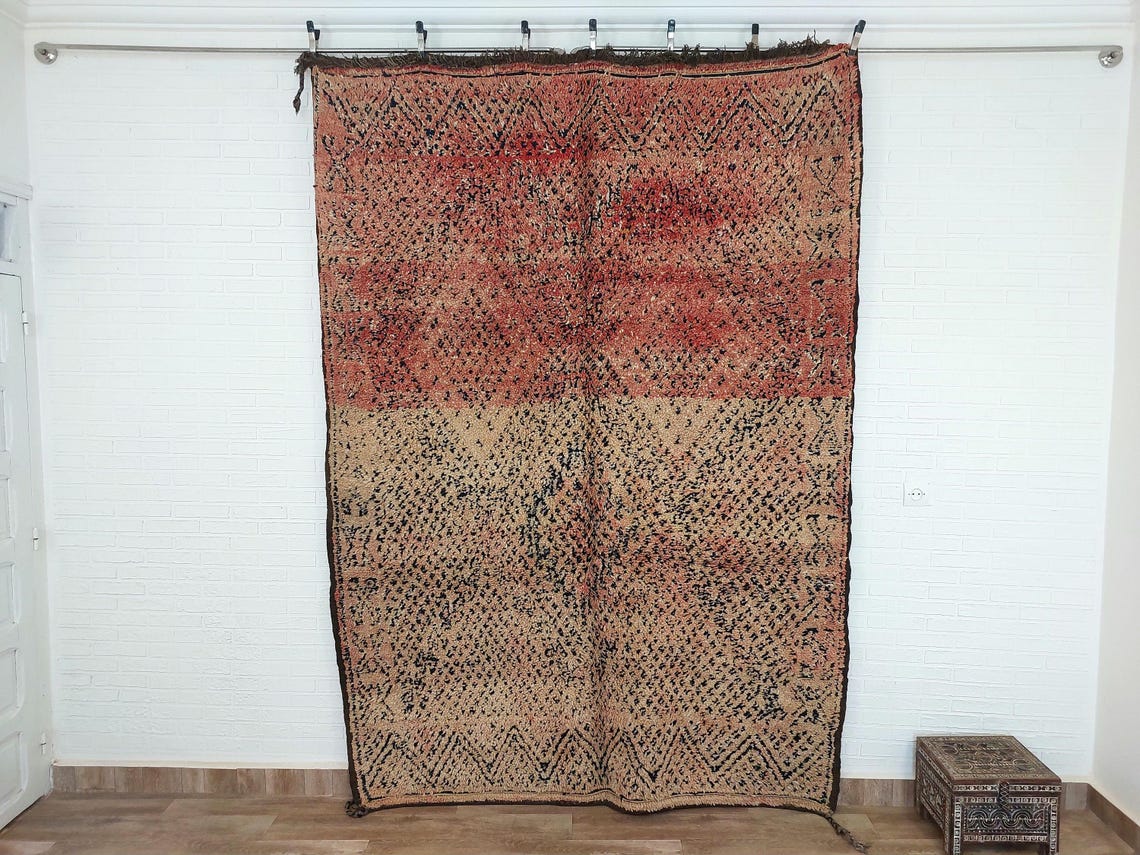 Vintage Reversible Moroccan Zayan Rug: Authentic Handmade Indigo Blue Area Carpet For Living Room (5.10x8.2 Ft) MoroccanBazzArts