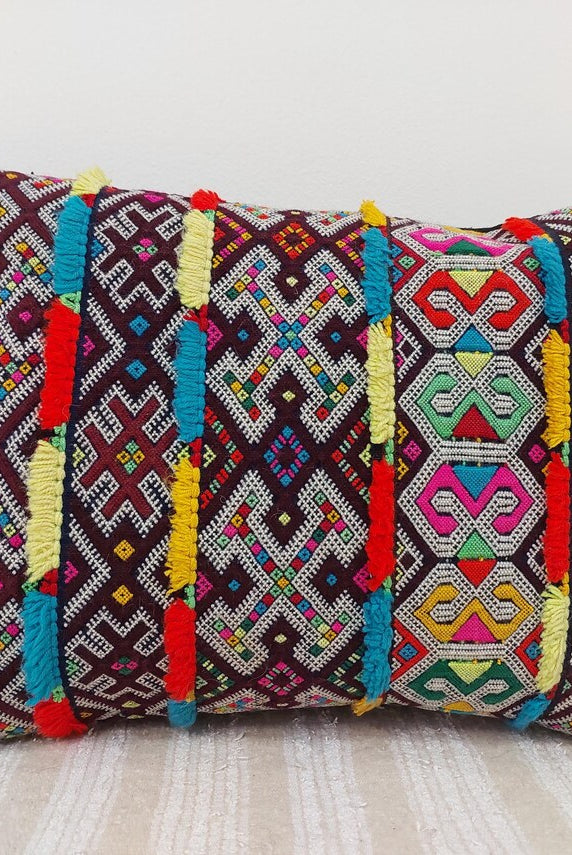 Set Of Six Multicolor Vintage Moroccan Pillows - Handmade Berber Cushions - Kilim Pillows - Decorative Pillows Case. MoroccanBazzArts