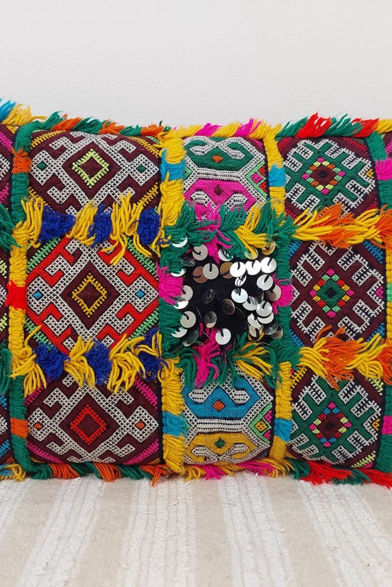 Set Of Six Multicolor Vintage Moroccan Pillows - Handmade Berber Cushions - Kilim Pillows - Decorative Pillows Case. MoroccanBazzArts