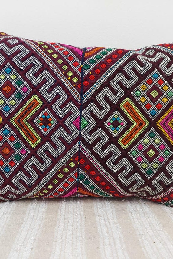 Set Of Six Multicolor Vintage Moroccan Pillows - Handmade Berber Cushions - Kilim Pillows - Decorative Pillows Case. MoroccanBazzArts