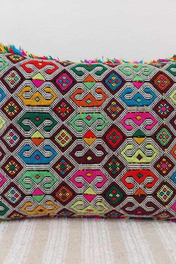 Set Of Six Multicolor Vintage Moroccan Pillows - Handmade Berber Cushions - Kilim Pillows - Decorative Pillows Case. MoroccanBazzArts