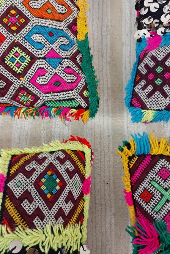 Set Of Six Multicolor Vintage Moroccan Pillows - Handmade Berber Cushions - Kilim Pillows - Decorative Pillows Case. MoroccanBazzArts