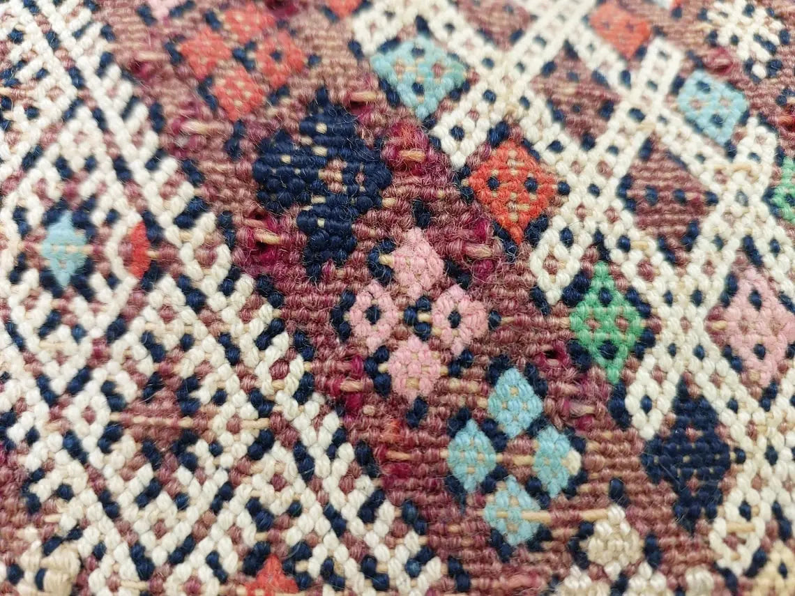 Unique And Authentic Lumbar Berber Pillow From Beni Sadden Tribe, Indigo Wool. MoroccanBazzArts
