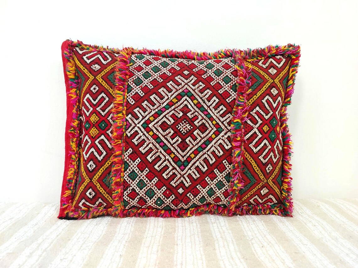 Vintage Berber Pillow Case, Tribal Moroccan Pillow, Authentic Double Side. MoroccanBazzArts