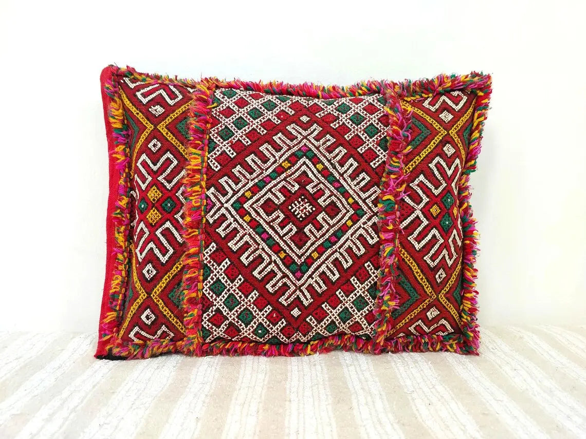 Vintage Berber Pillow Case, Tribal Moroccan Pillow, Authentic Double Side. MoroccanBazzArts