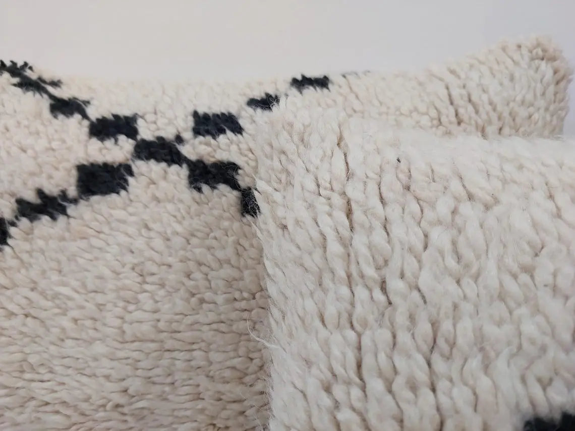 Unique Berber Wool Cushion With Design, 16x24 MoroccanBazzArts