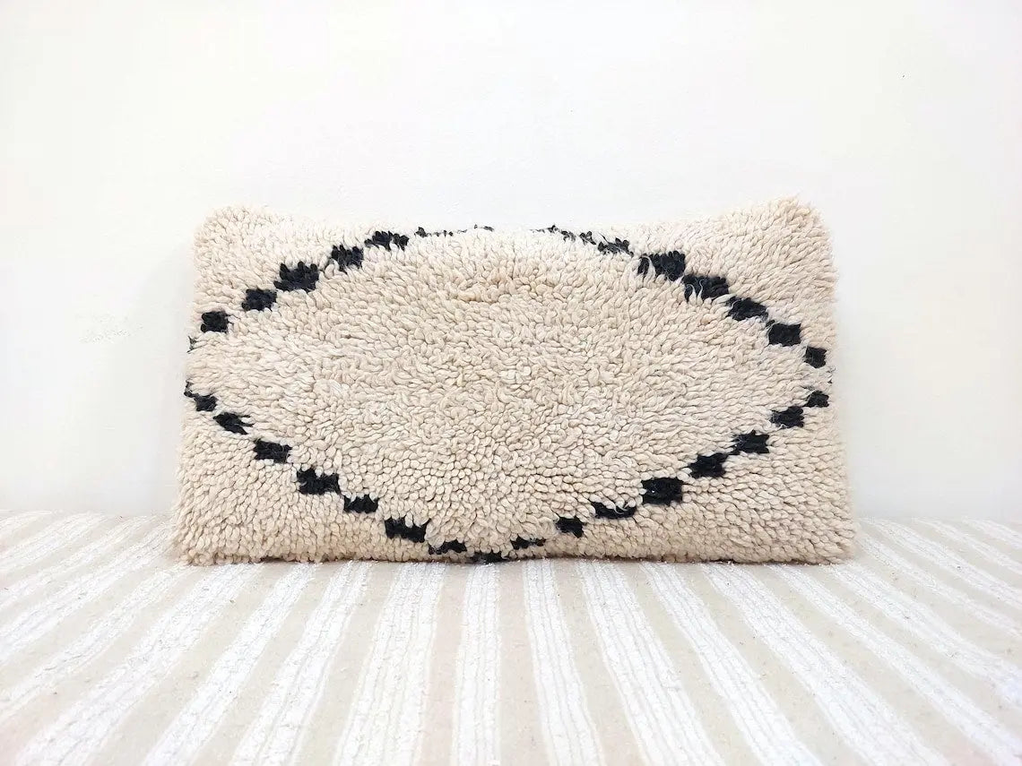 Set Of Two Beni Ourain Pillows, Decorated Pillows, Throw Moroccan Cushions, 16x27 Inches MoroccanBazzArts