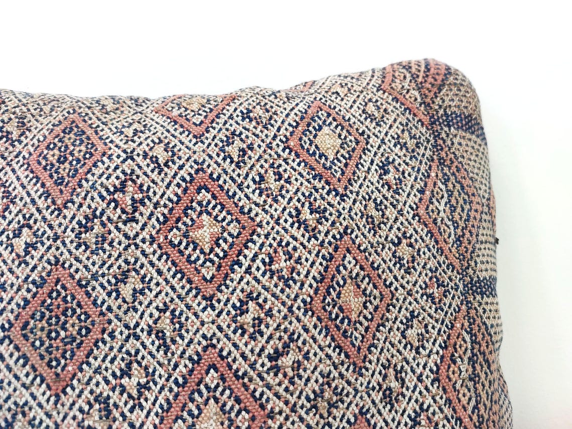 Authentic Vintage Zayan Pillow | Moroccan Pillow, Handmade Rectangular Cushion, Berber Pillow Case 1950s MoroccanBazzArts