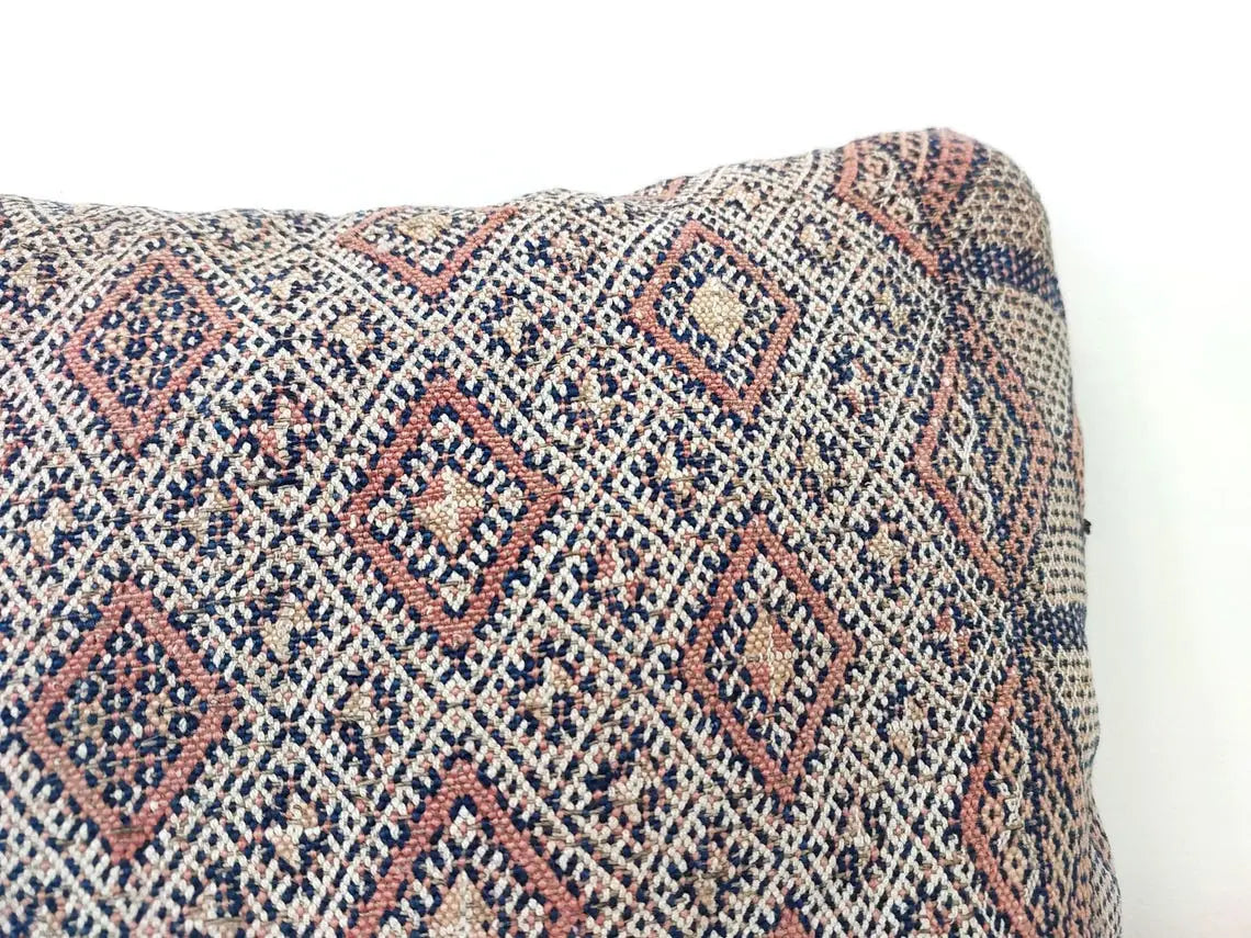 Authentic Vintage Zayan Pillow | Moroccan Pillow, Handmade Rectangular Cushion, Berber Pillow Case 1950s MoroccanBazzArts
