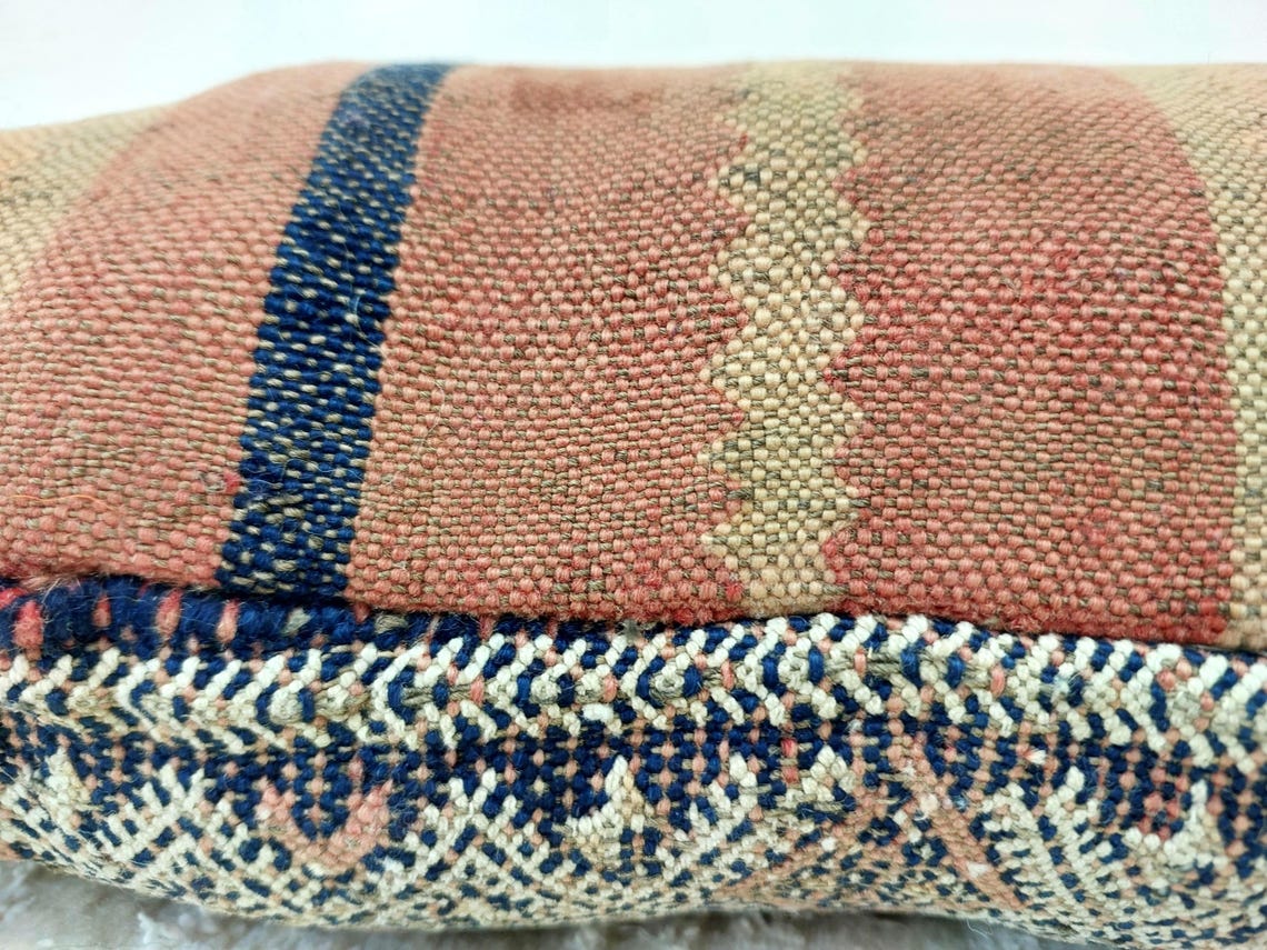 Authentic Vintage Zayan Pillow | Moroccan Pillow, Handmade Rectangular Cushion, Berber Pillow Case 1950s MoroccanBazzArts