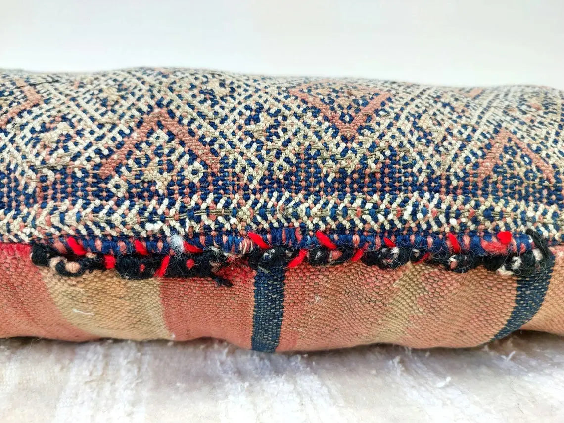 Authentic Vintage Zayan Pillow | Moroccan Pillow, Handmade Rectangular Cushion, Berber Pillow Case 1950s MoroccanBazzArts