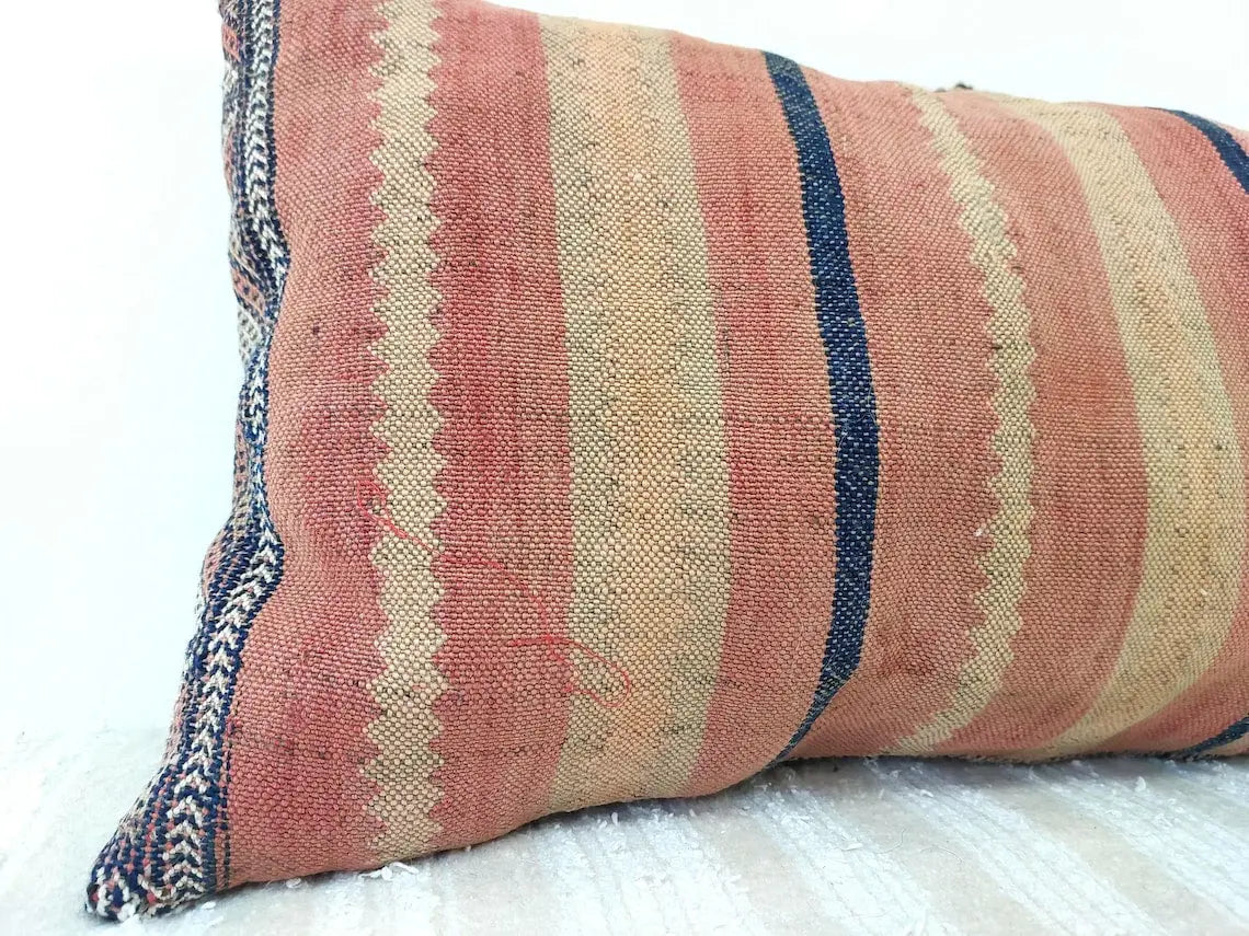 Authentic Vintage Zayan Pillow | Moroccan Pillow, Handmade Rectangular Cushion, Berber Pillow Case 1950s MoroccanBazzArts