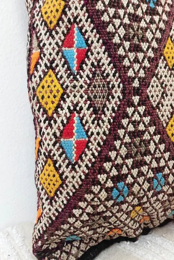Moha | Vintage Moroccan Pillow - Handmade Cushion - Handwoven Rectangular Berber Pillow Case - Kilim Pillow - Bohemian Style MoroccanBazzArts