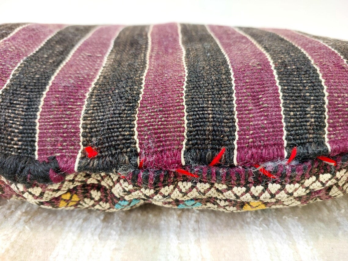 Moha | Vintage Moroccan Pillow - Handmade Cushion - Handwoven Rectangular Berber Pillow Case - Kilim Pillow - Bohemian Style MoroccanBazzArts