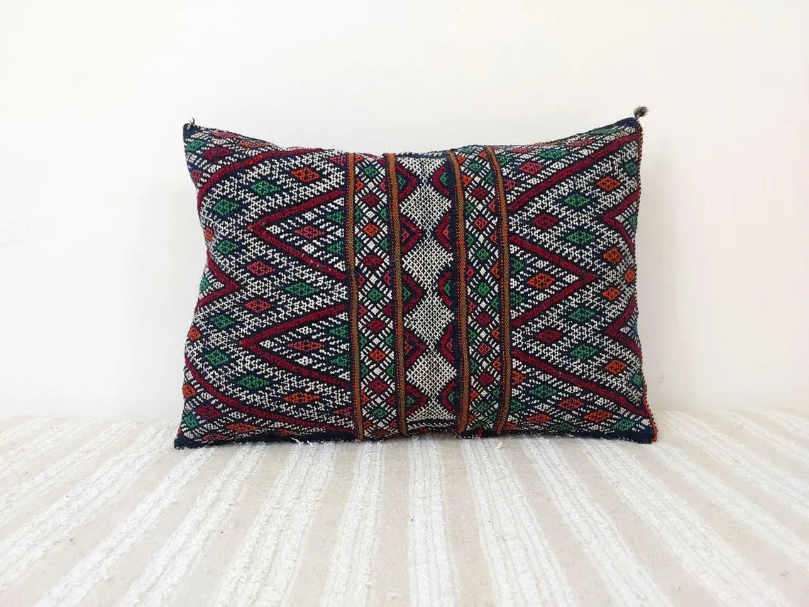 Blue Indigo Wool | Authentic Vintage Moroccan Pillow, Handmade With Love, Berber Pillow Case 1950s MoroccanBazzArts