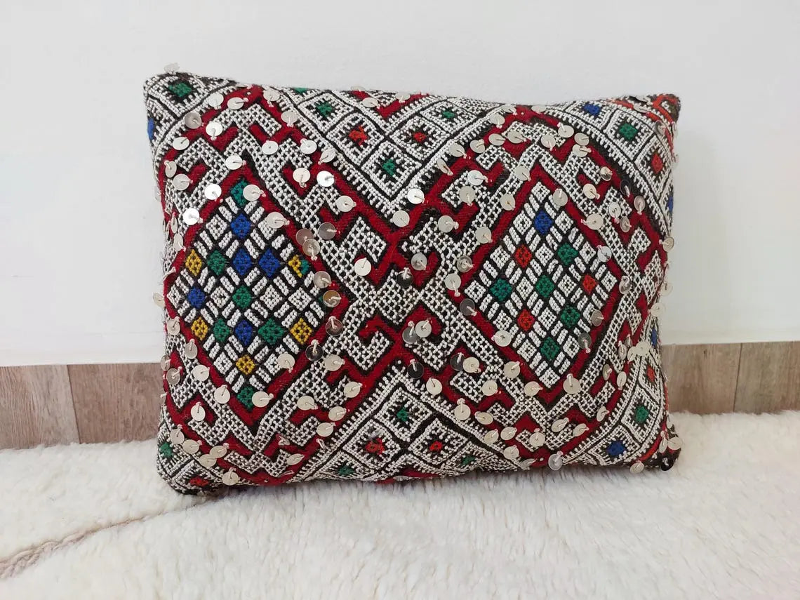 Moroccan Kilim Pillow Cover, Berber Kilim Pillow, Moroccan Pillow, Handmade Wool Pillow, Decorative Pillow Case. MoroccanBazzArts