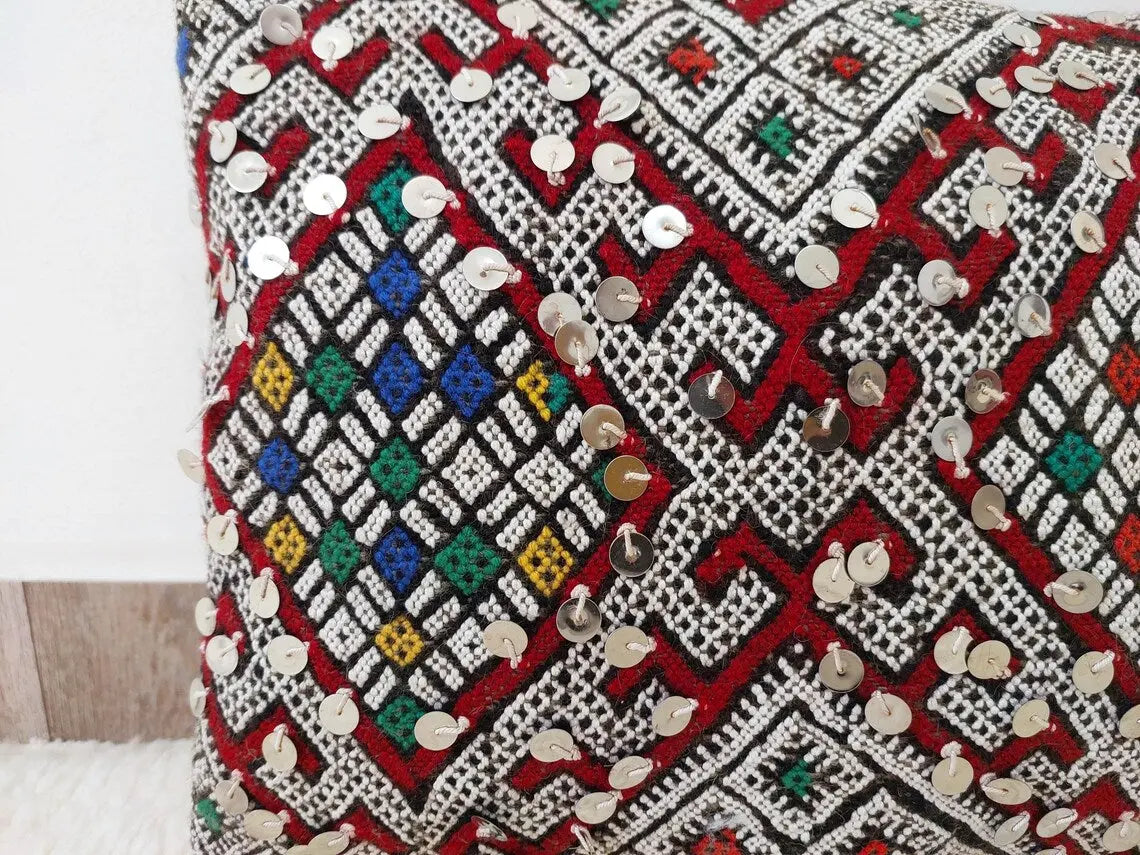 Moroccan Kilim Pillow Cover, Berber Kilim Pillow, Moroccan Pillow, Handmade Wool Pillow, Decorative Pillow Case. MoroccanBazzArts