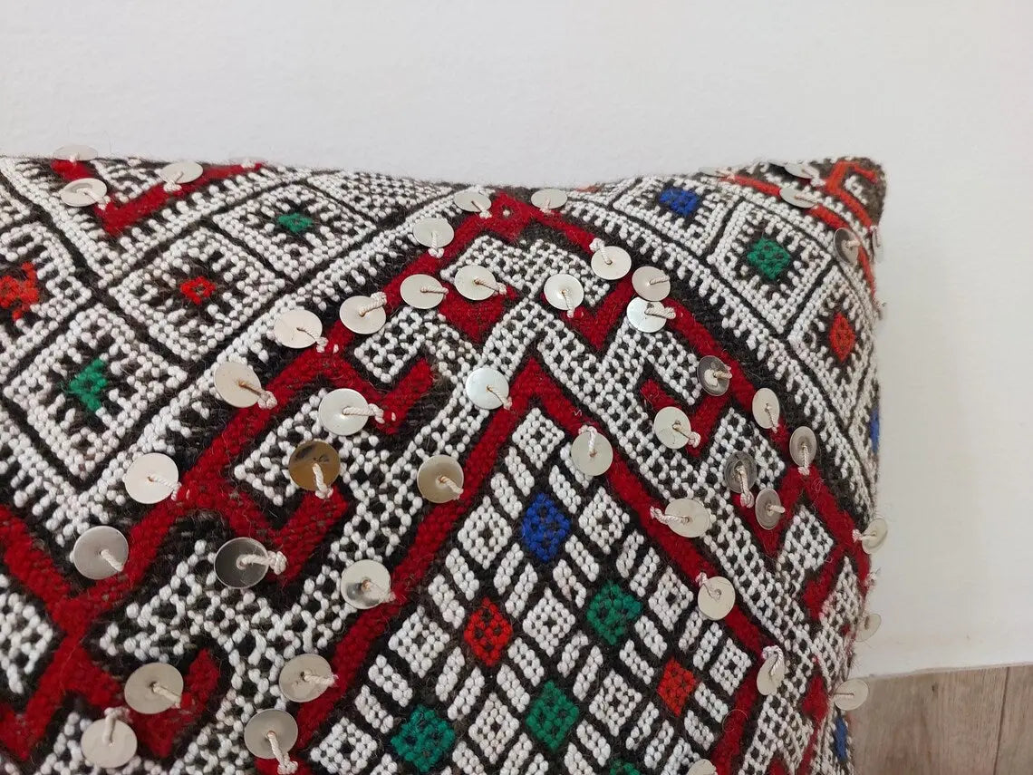 Moroccan Kilim Pillow Cover, Berber Kilim Pillow, Moroccan Pillow, Handmade Wool Pillow, Decorative Pillow Case. MoroccanBazzArts