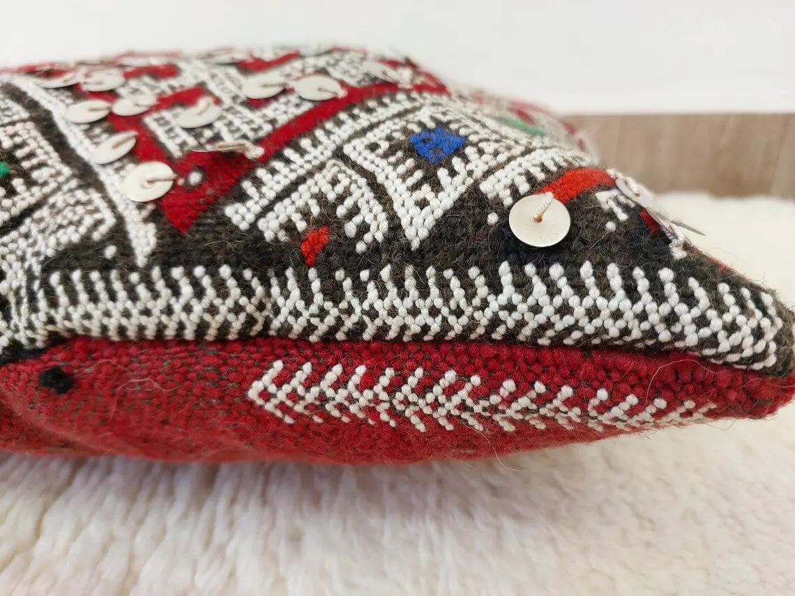 Moroccan Kilim Pillow Cover, Berber Kilim Pillow, Moroccan Pillow, Handmade Wool Pillow, Decorative Pillow Case. MoroccanBazzArts