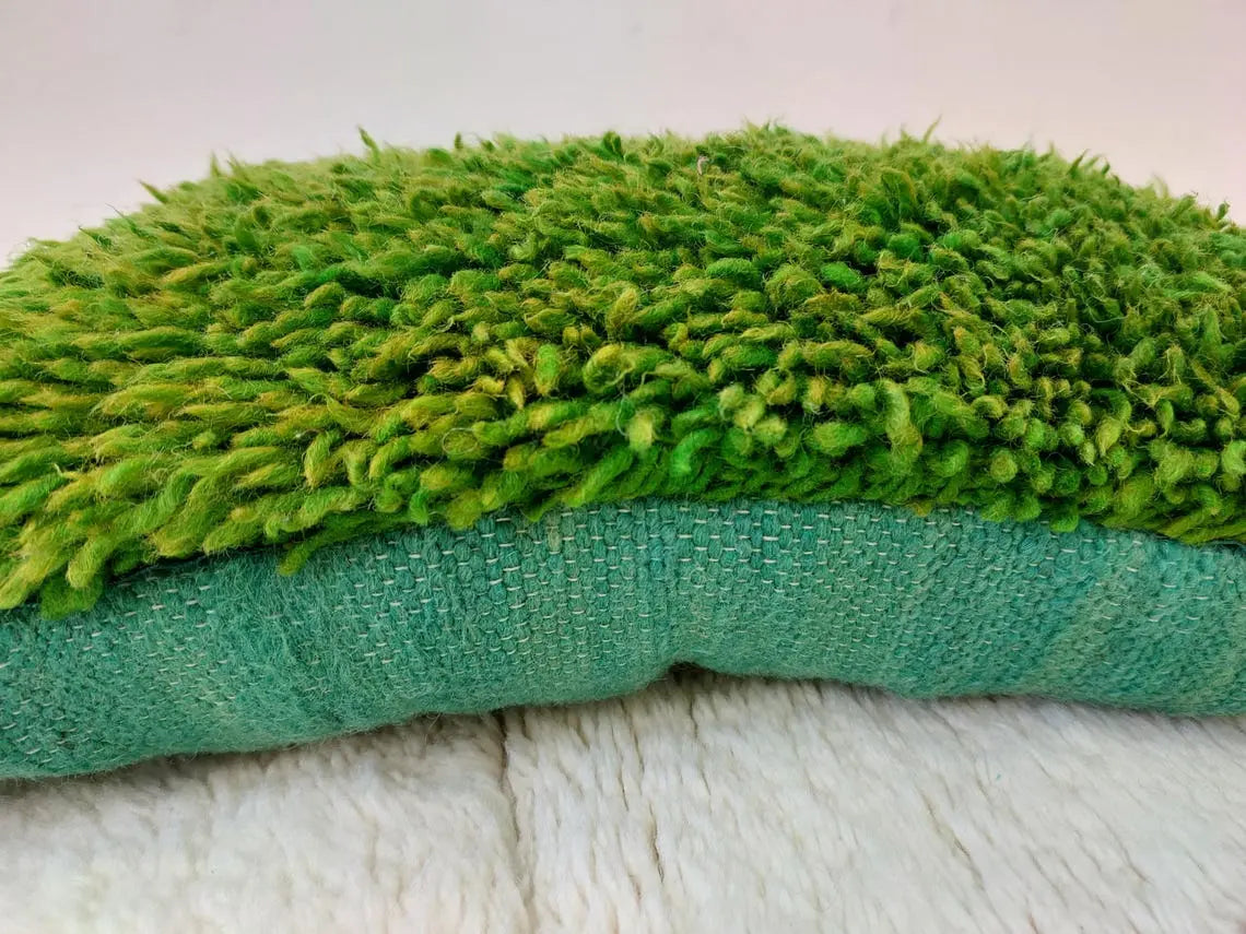 Emerald Beni Mguild Moroccan Wool Pillow - Decorative Berber Cushion, Boho Style, 24x16 Inches MoroccanBazzArts