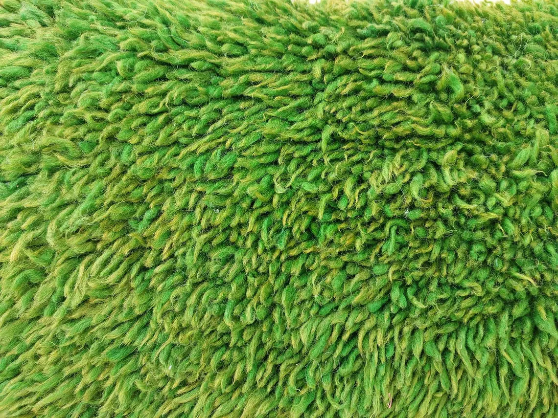 Emerald Beni Mguild Moroccan Wool Pillow - Decorative Berber Cushion, Boho Style, 24x16 Inches MoroccanBazzArts