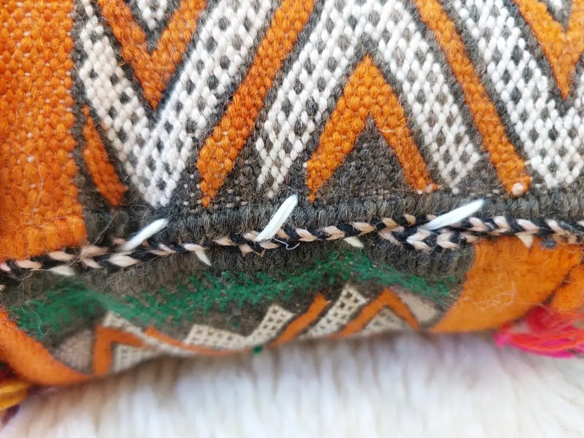 Authentic Vintage Moroccan Berber Lumbar Pillow - Handmade Bohemian Double-sided Cushion Cover 13x21 MoroccanBazzArts