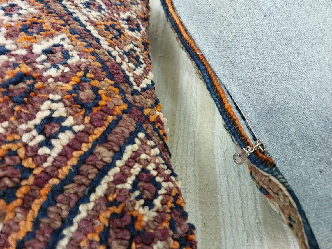 Indigo Beni Mguild Pillow, Decorated Wool Pillow, Moroccan Pillow, 24x16 Inches MoroccanBazzArts