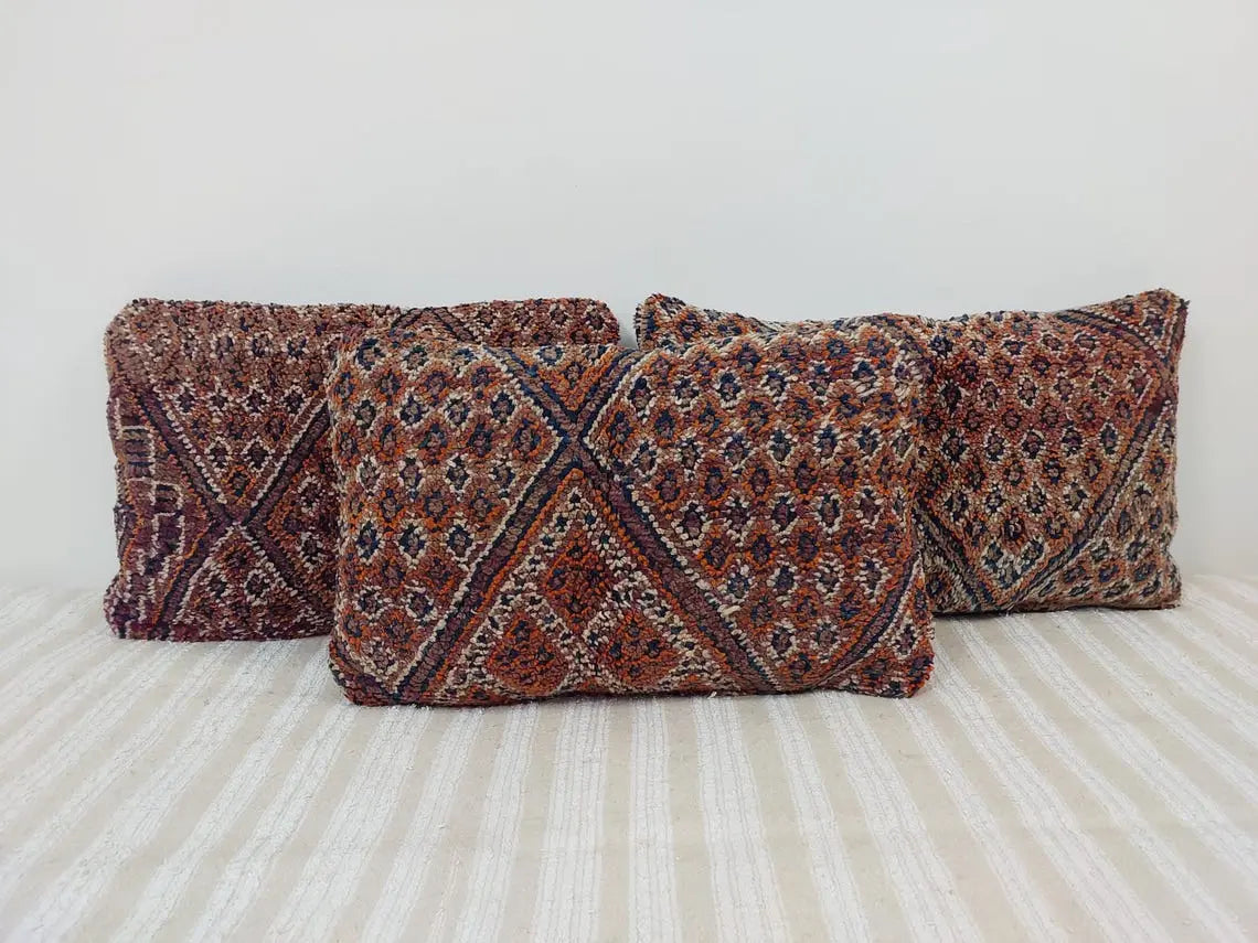 Indigo Beni Mguild Pillow, Decorated Wool Pillow, Moroccan Pillow, 24x16 Inches MoroccanBazzArts