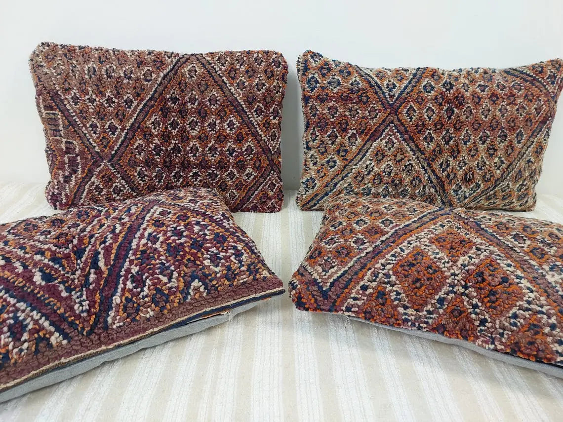 Indigo Beni Mguild Pillow, Decorated Wool Pillow, Moroccan Pillow, 24x16 Inches MoroccanBazzArts