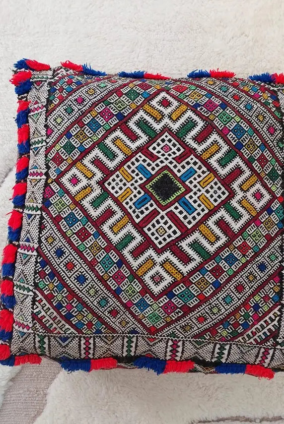 Authentic Handmade Berber Bridal Suitcase - Vintage Moroccan Kilim Pouf Ottoman Floor Cushion MoroccanBazzArts