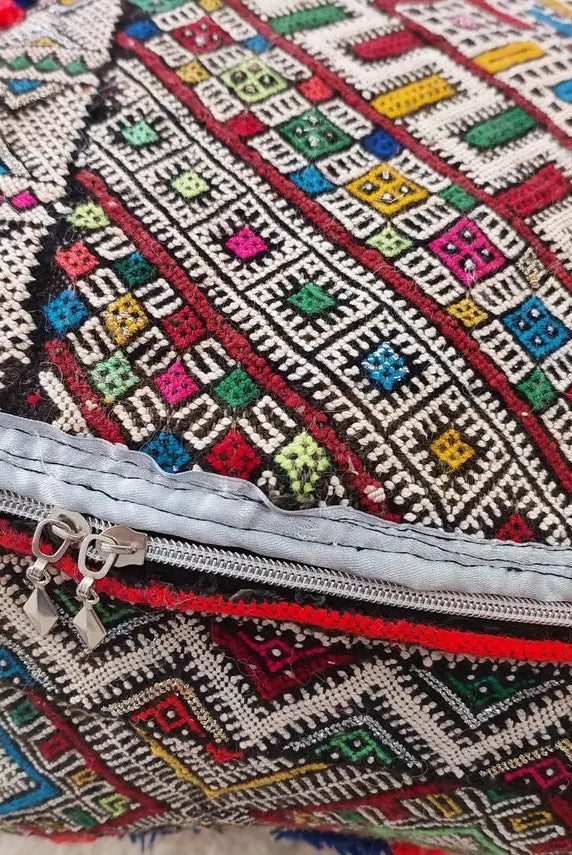 Authentic Handmade Berber Bridal Suitcase - Vintage Moroccan Kilim Pouf Ottoman Floor Cushion MoroccanBazzArts