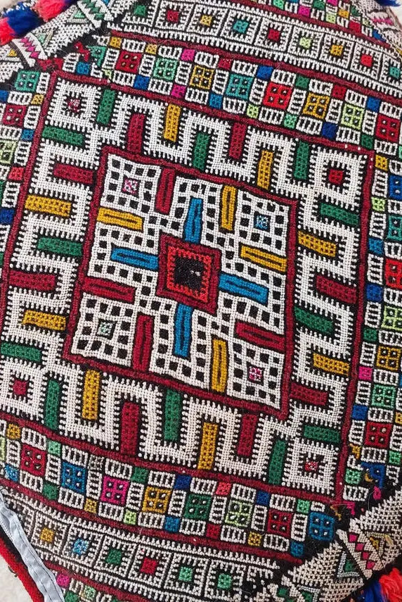 Authentic Handmade Berber Bridal Suitcase - Vintage Moroccan Kilim Pouf Ottoman Floor Cushion MoroccanBazzArts
