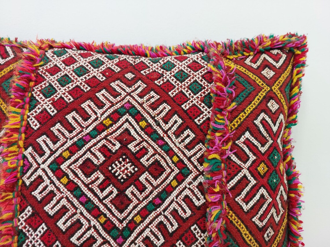 Vintage Berber Pillow Case, Tribal Moroccan Pillow, Authentic Double Side. MoroccanBazzArts