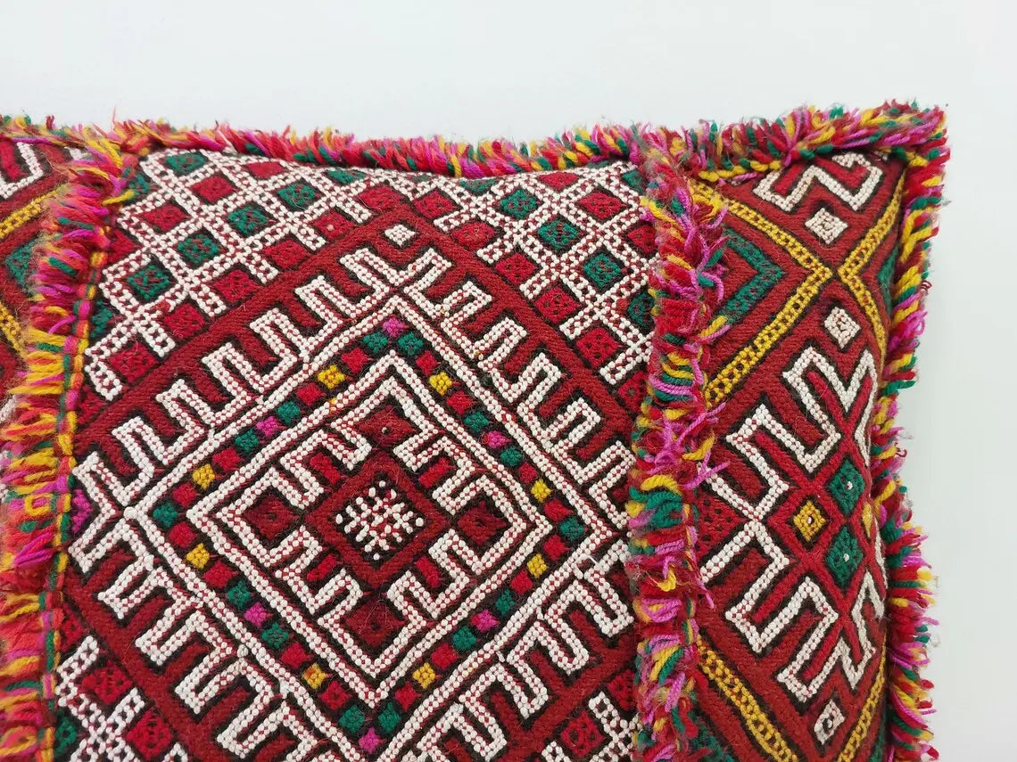 Vintage Berber Pillow Case, Tribal Moroccan Pillow, Authentic Double Side. MoroccanBazzArts