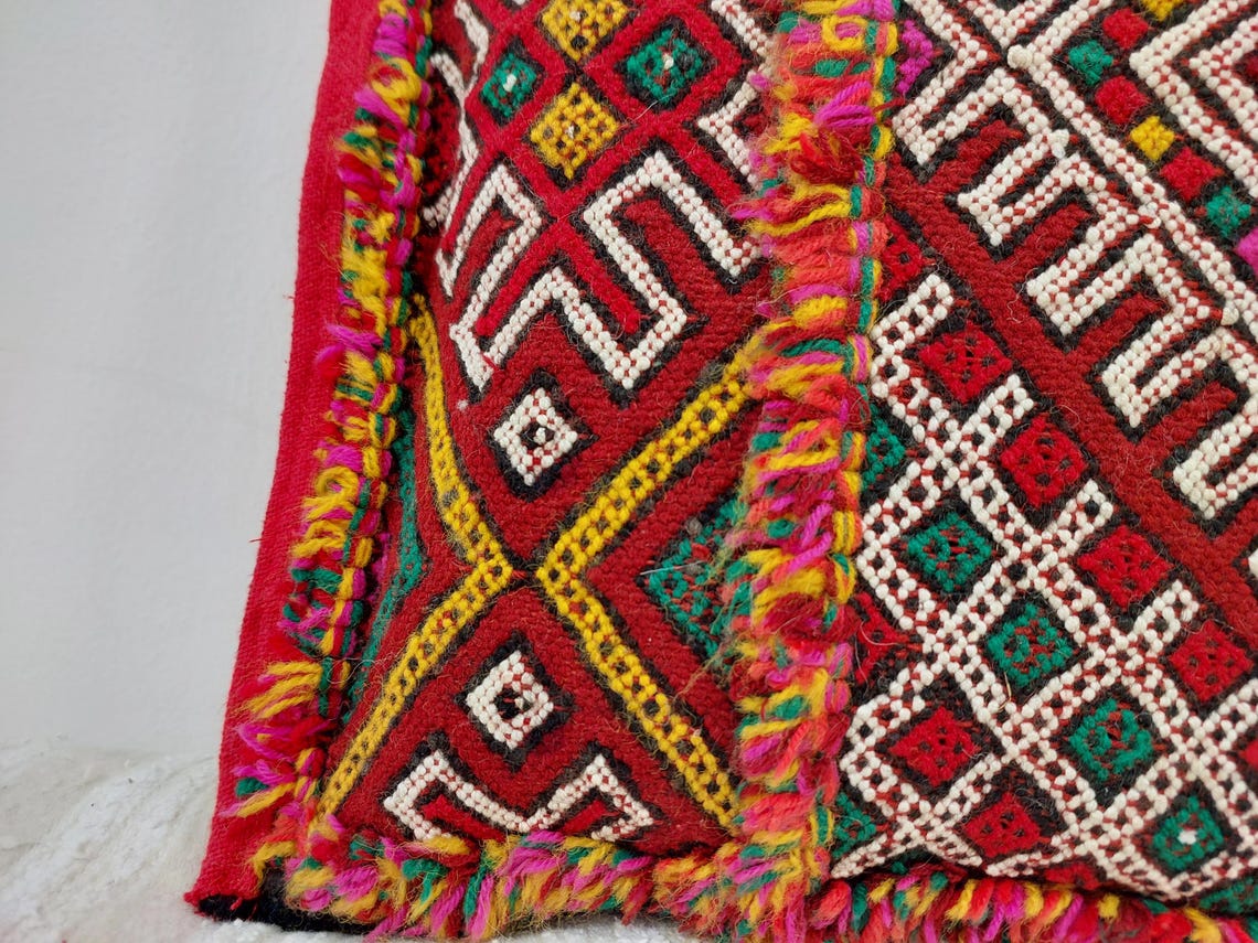 Vintage Berber Pillow Case, Tribal Moroccan Pillow, Authentic Double Side. MoroccanBazzArts