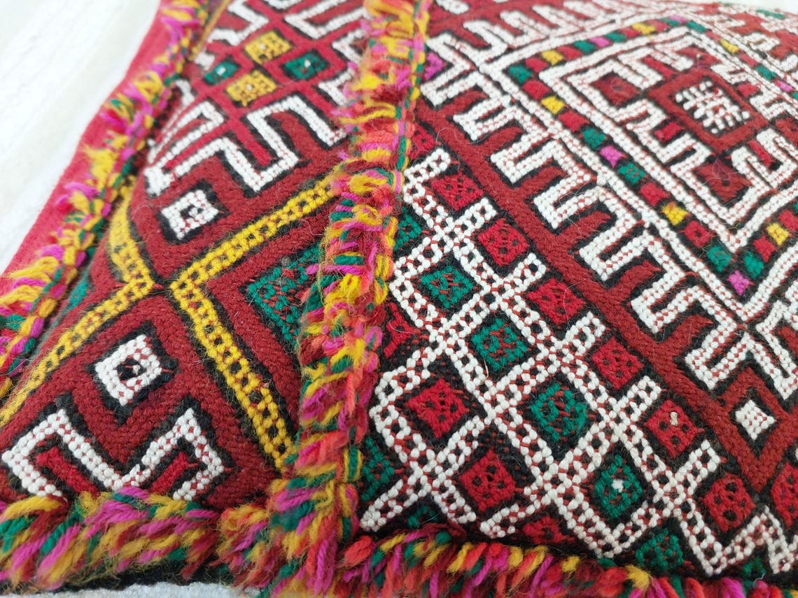Vintage Berber Pillow Case, Tribal Moroccan Pillow, Authentic Double Side. MoroccanBazzArts