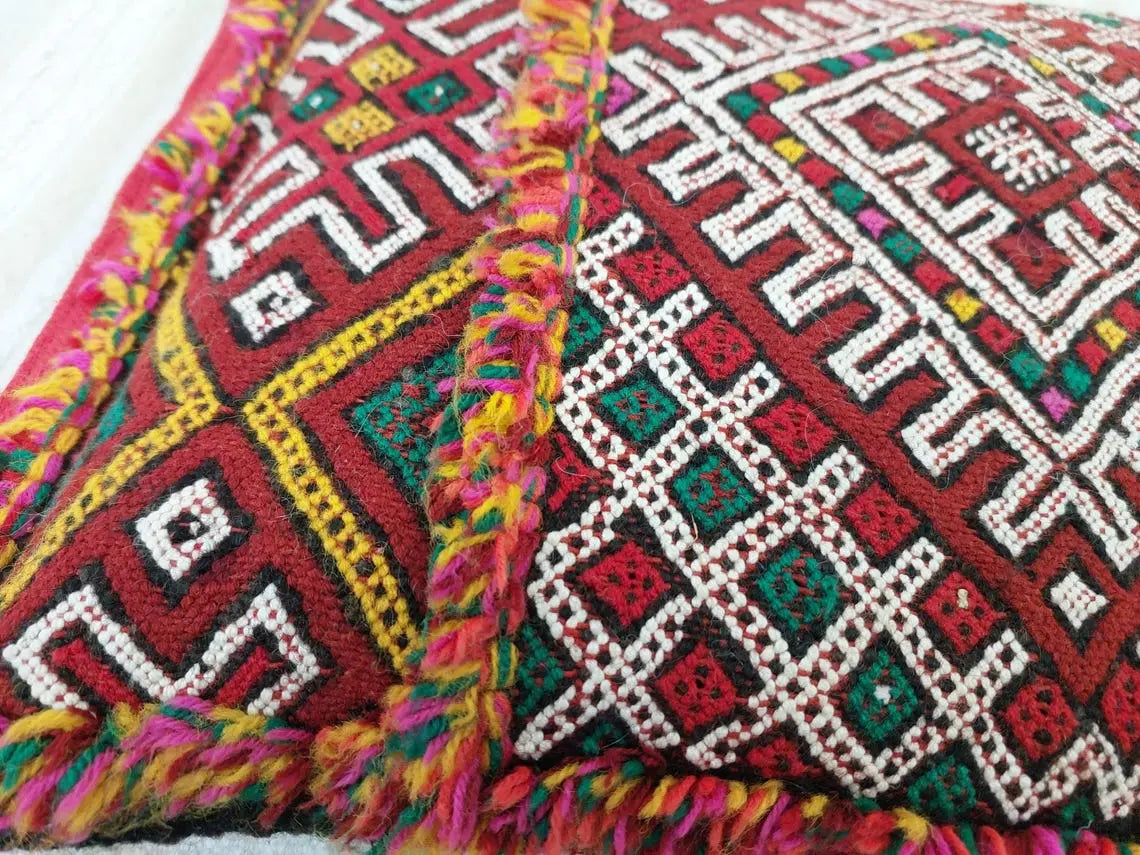 Vintage Berber Pillow Case, Tribal Moroccan Pillow, Authentic Double Side. MoroccanBazzArts