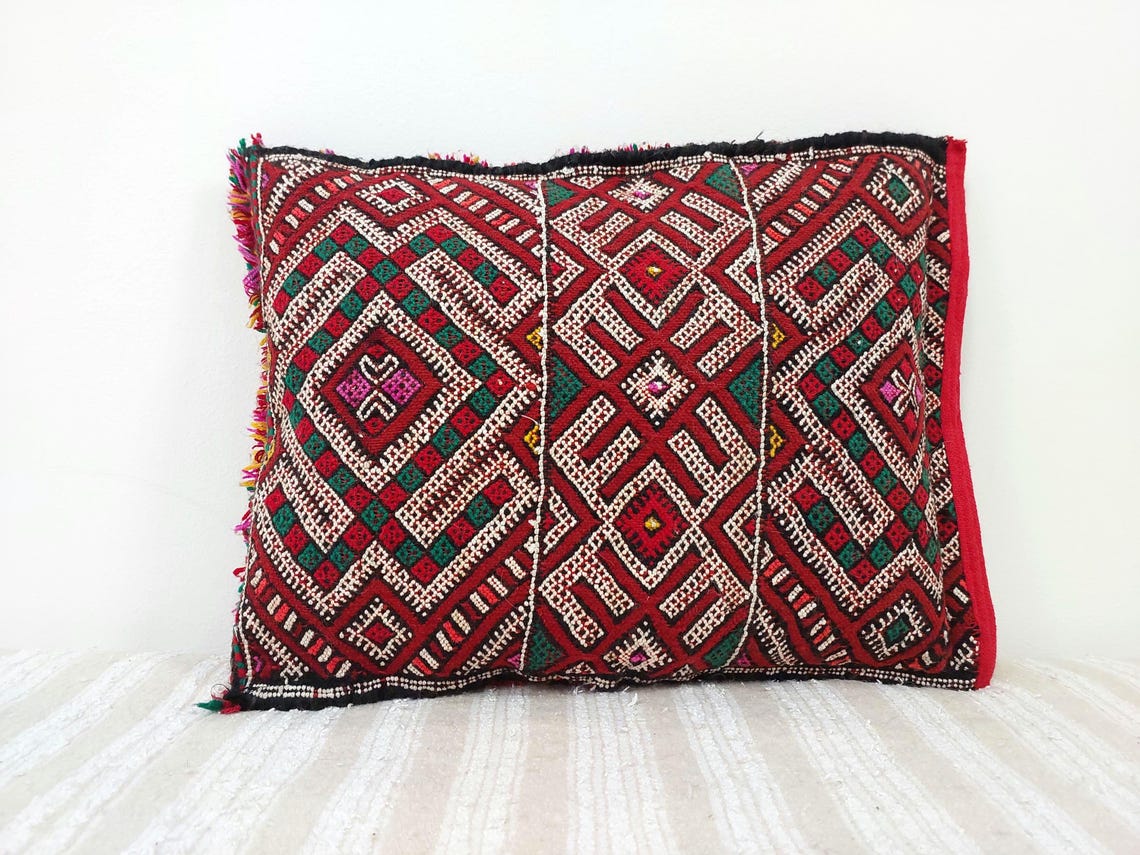 Vintage Berber Pillow Case, Tribal Moroccan Pillow, Authentic Double Side. MoroccanBazzArts