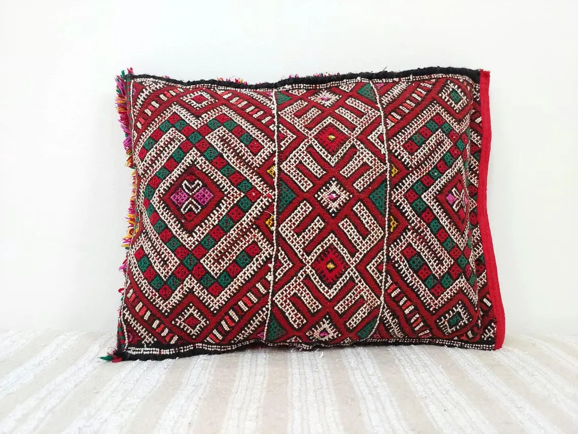 Vintage Berber Pillow Case, Tribal Moroccan Pillow, Authentic Double Side. MoroccanBazzArts