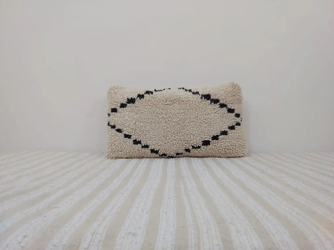 Set Of Two Beni Ourain Pillows, Decorated Pillows, Throw Moroccan Cushions, 16x27 Inches MoroccanBazzArts