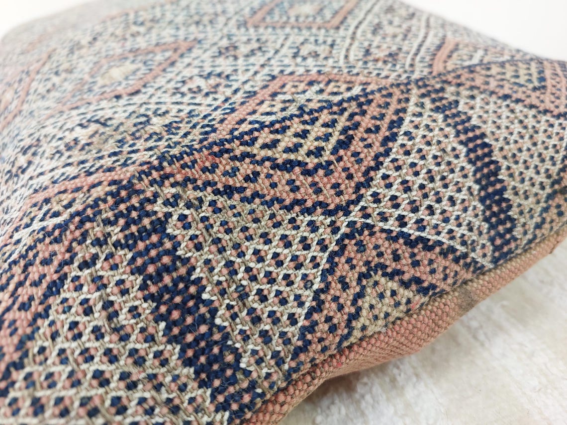 Authentic Vintage Zayan Pillow | Moroccan Pillow, Handmade Rectangular Cushion, Berber Pillow Case 1950s MoroccanBazzArts