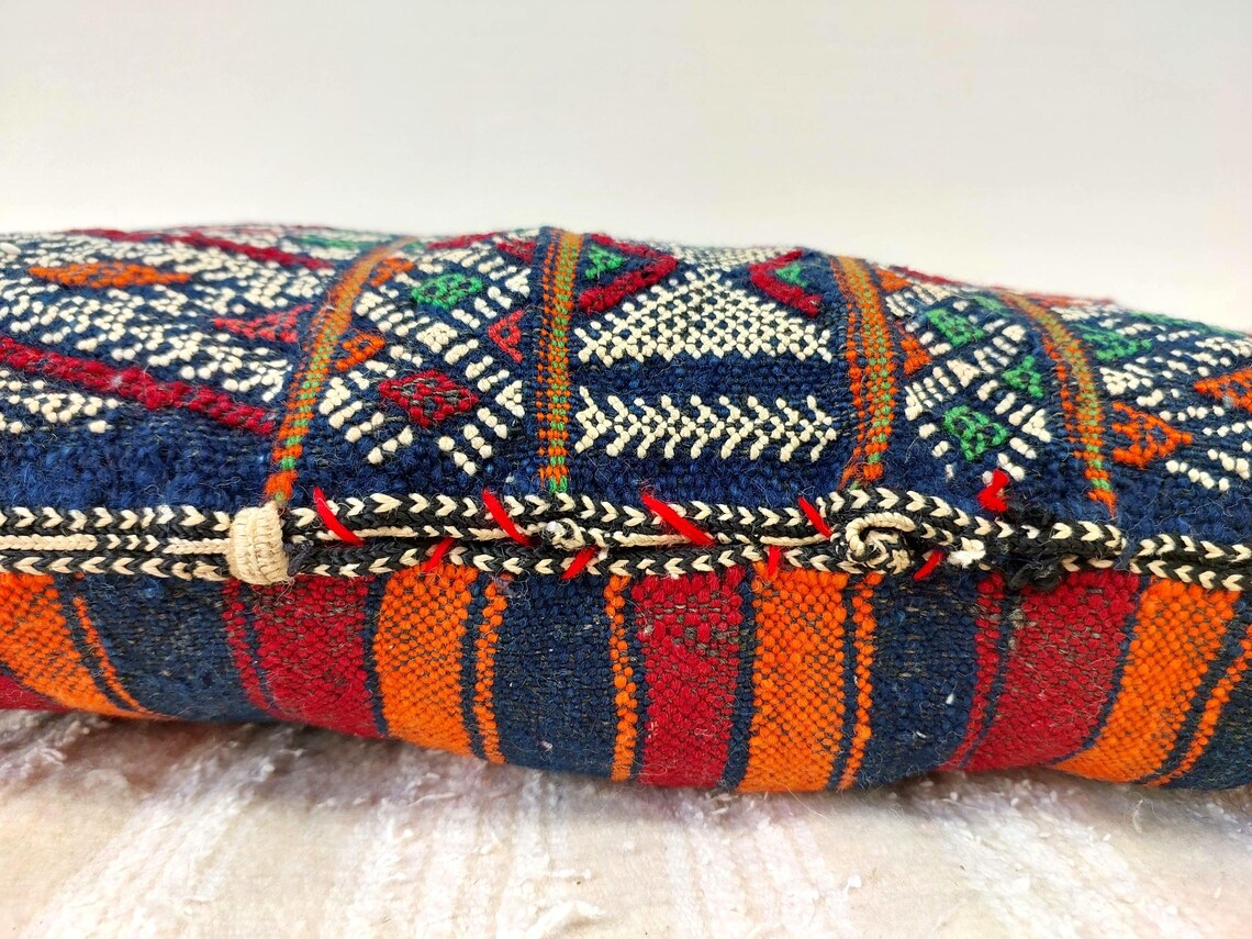 Blue Indigo Wool | Authentic Vintage Moroccan Pillow, Handmade With Love, Berber Pillow Case 1950s MoroccanBazzArts