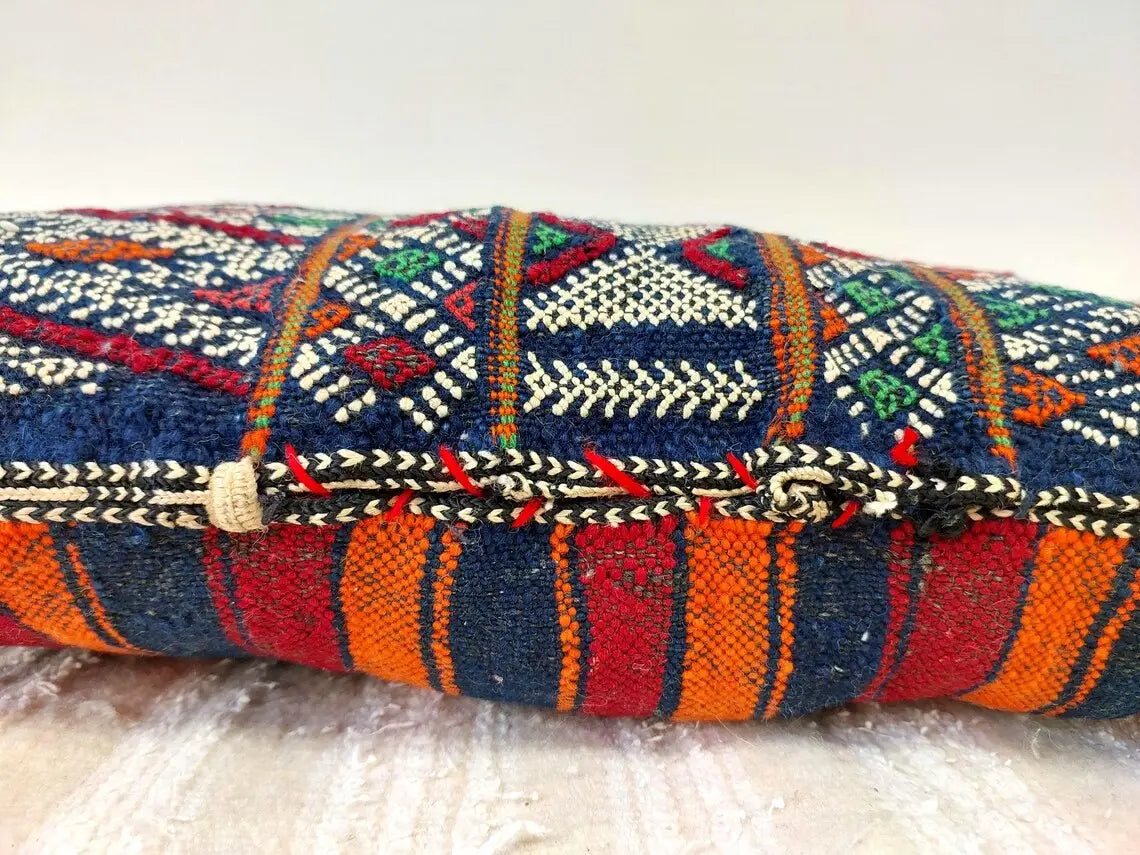 Blue Indigo Wool | Authentic Vintage Moroccan Pillow, Handmade With Love, Berber Pillow Case 1950s MoroccanBazzArts
