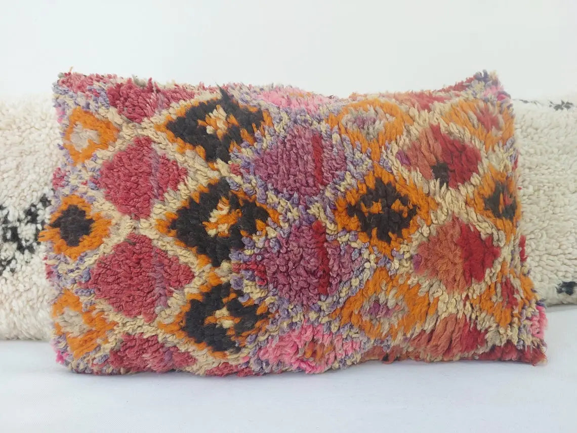 Authentic Handmade Berber Wool Pillow From Aït Bou Ichaouen | Vintage Moroccan Double-sided Cushion MoroccanBazzArts