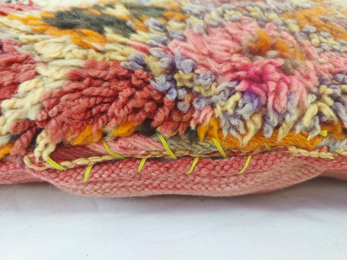 Authentic Handmade Berber Wool Pillow From Aït Bou Ichaouen | Vintage Moroccan Double-sided Cushion MoroccanBazzArts