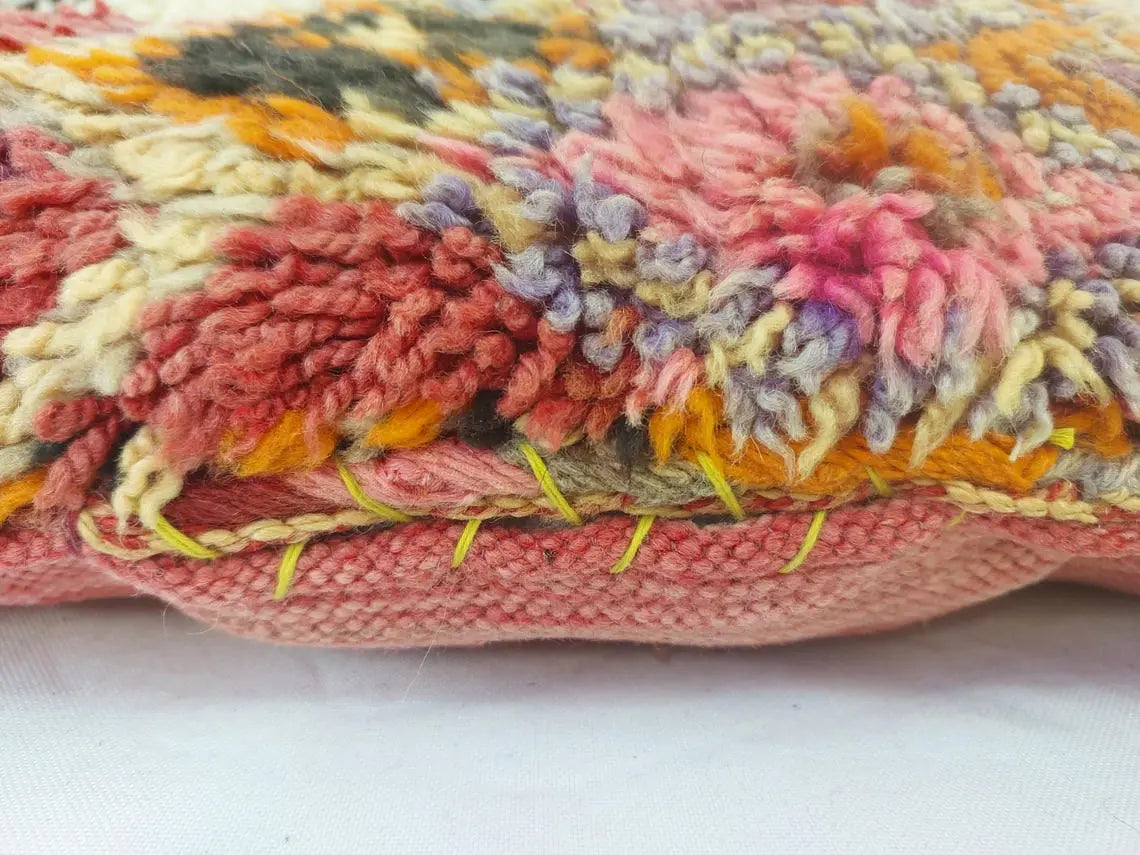 Authentic Handmade Berber Wool Pillow From Aït Bou Ichaouen | Vintage Moroccan Double-sided Cushion MoroccanBazzArts