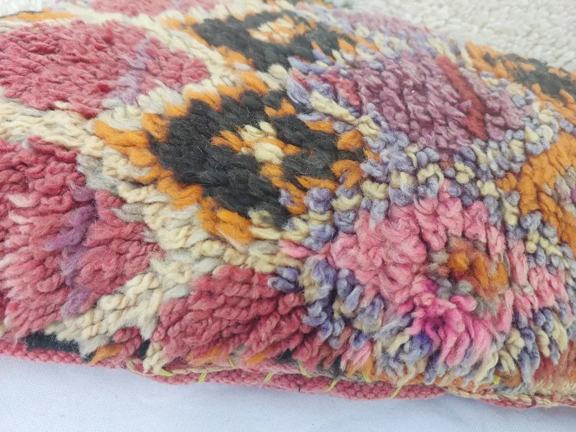 Authentic Handmade Berber Wool Pillow From Aït Bou Ichaouen | Vintage Moroccan Double-sided Cushion MoroccanBazzArts